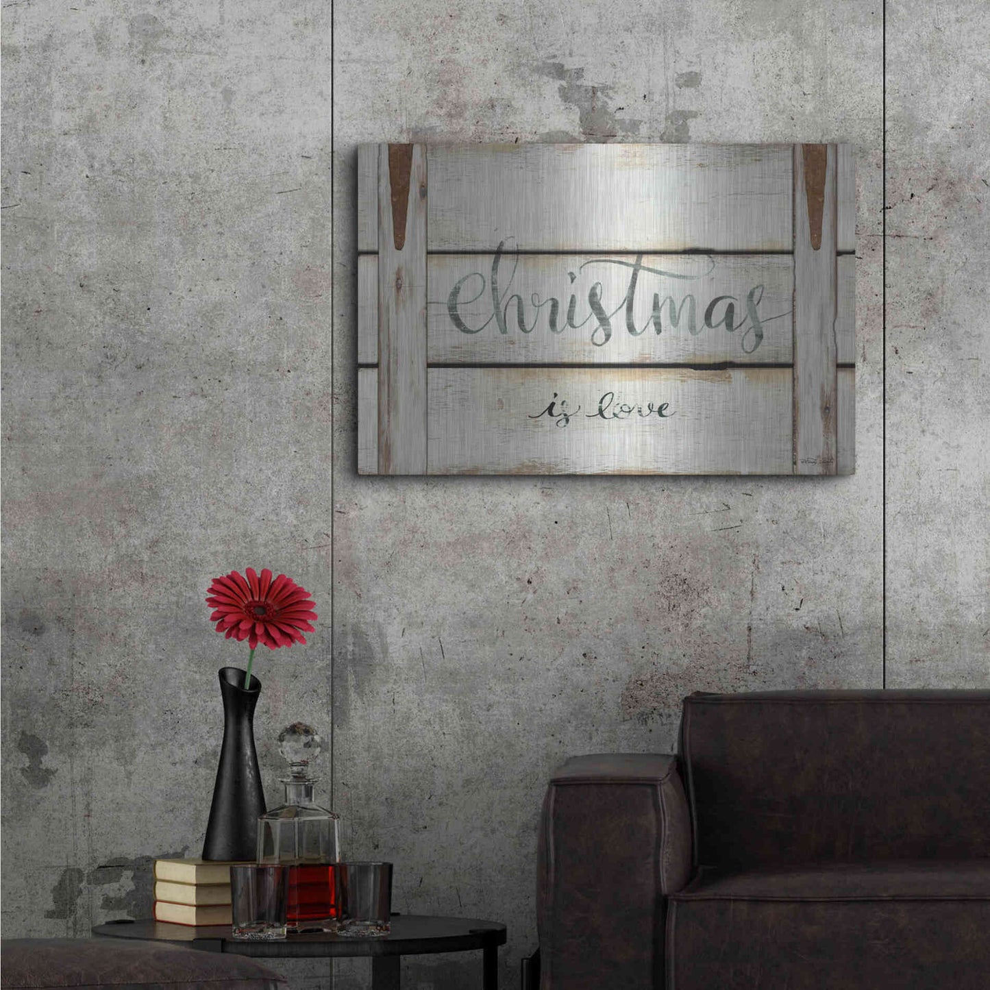 Luxe Metal Art 'Christmas is Love' by Cindy Jacobs, Metal Wall Art,36x24