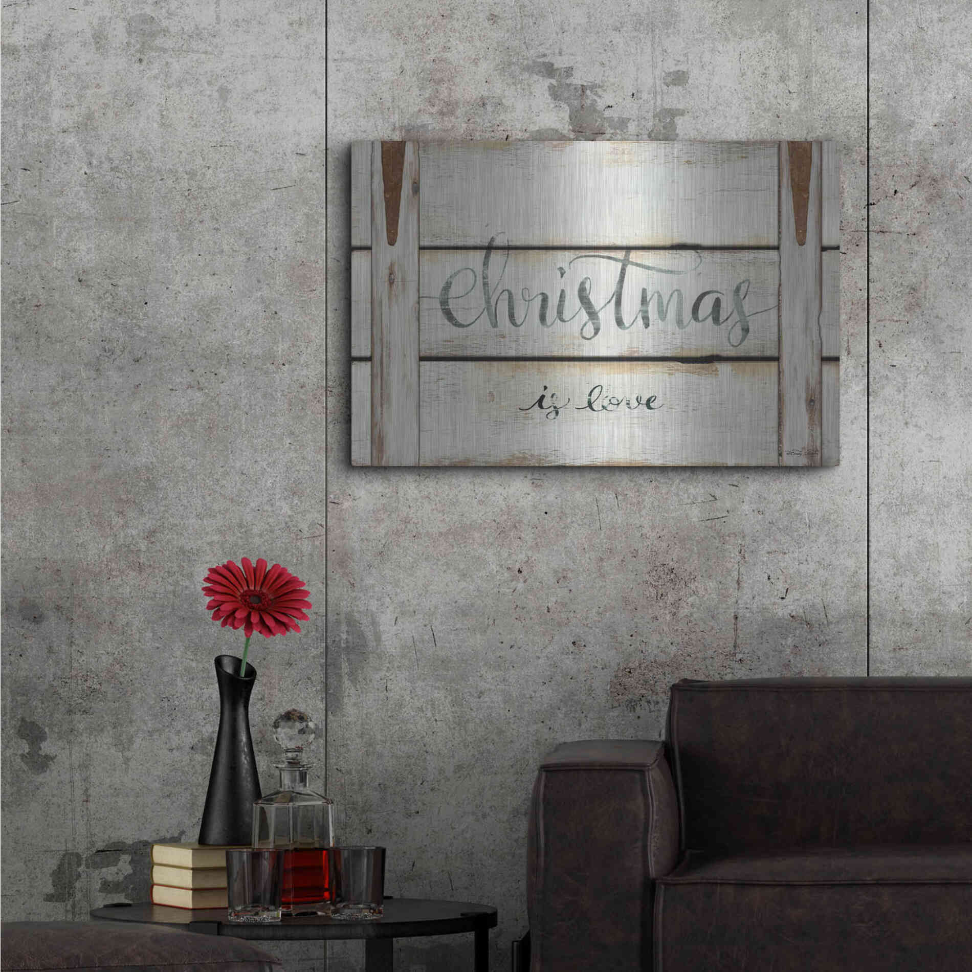 Luxe Metal Art 'Christmas is Love' by Cindy Jacobs, Metal Wall Art,36x24