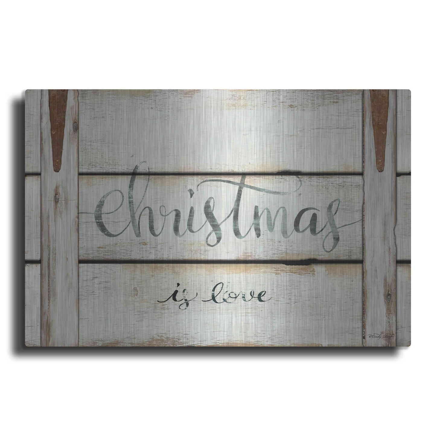 Luxe Metal Art 'Christmas is Love' by Cindy Jacobs, Metal Wall Art