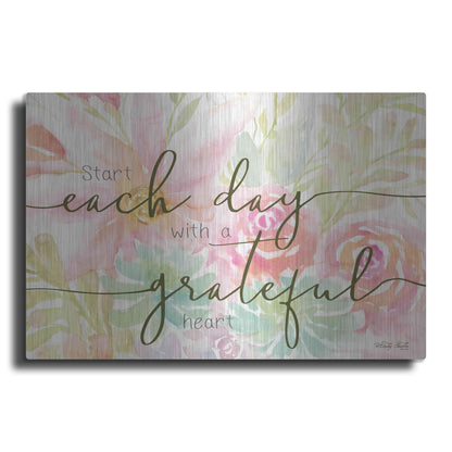 Luxe Metal Art 'Floral Grateful Heart' by Cindy Jacobs, Metal Wall Art