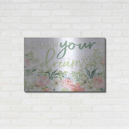 Luxe Metal Art 'Floral Follow Your Dreams' by Cindy Jacobs, Metal Wall Art,36x24