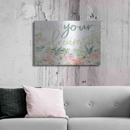 Luxe Metal Art 'Floral Follow Your Dreams' by Cindy Jacobs, Metal Wall Art,36x24