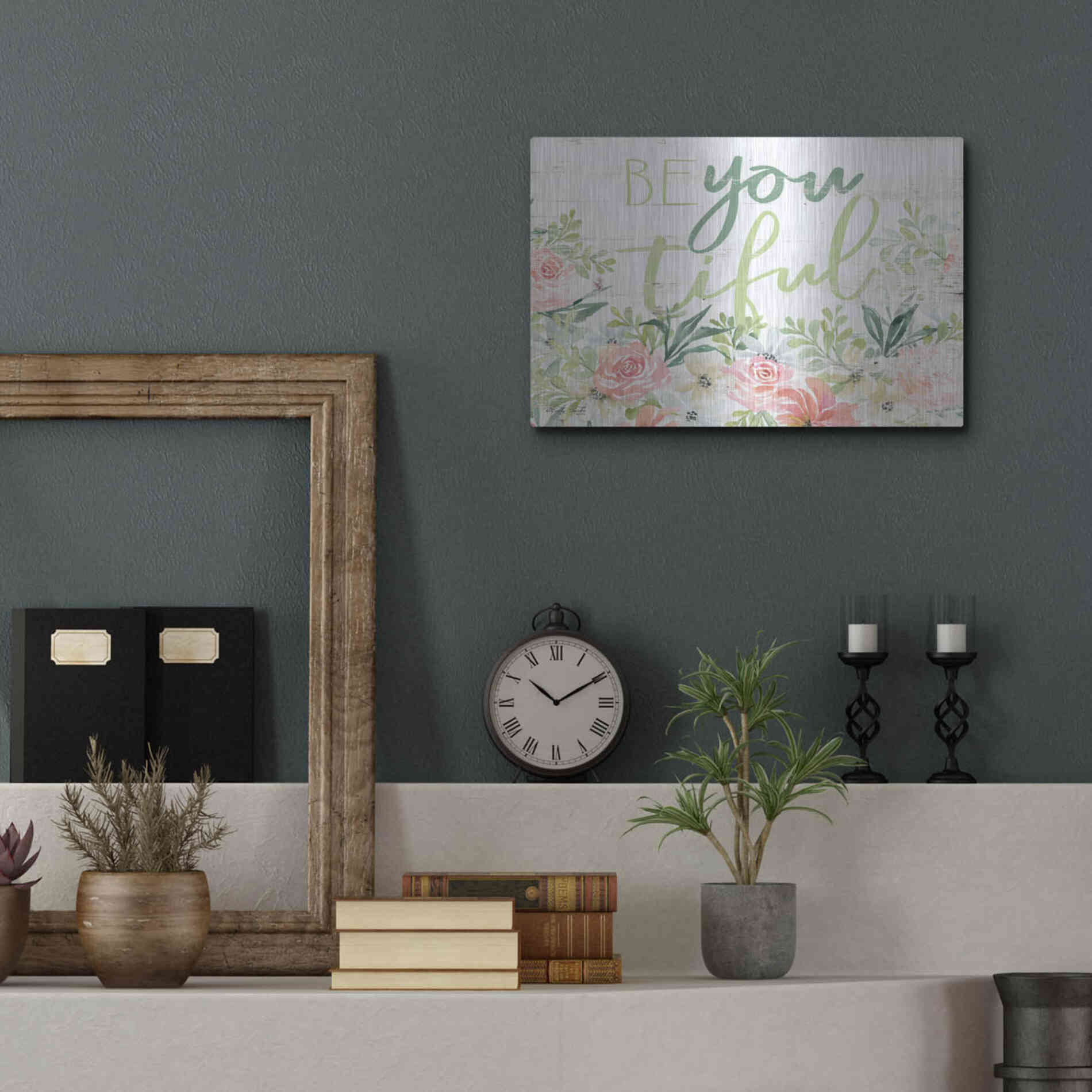 Luxe Metal Art 'Floral Be You Tiful' by Cindy Jacobs, Metal Wall Art,16x12