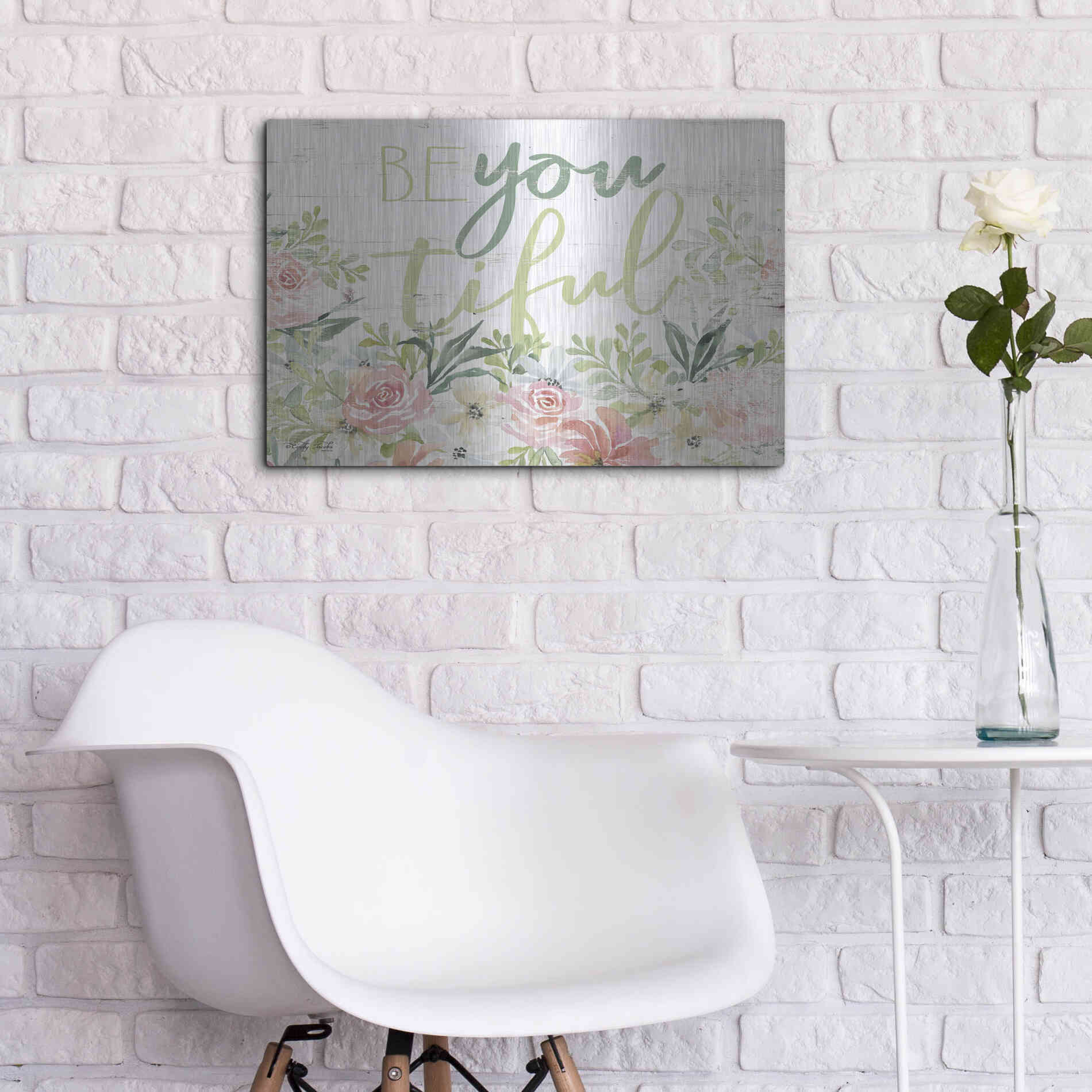 Luxe Metal Art 'Floral Be You Tiful' by Cindy Jacobs, Metal Wall Art,24x16