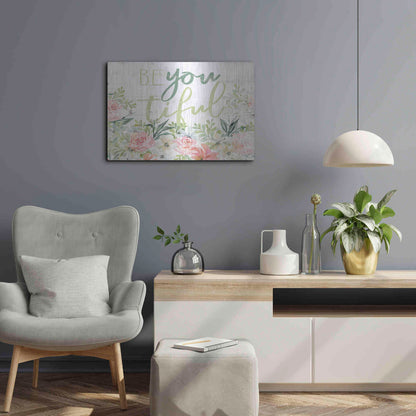 Luxe Metal Art 'Floral Be You Tiful' by Cindy Jacobs, Metal Wall Art,24x16