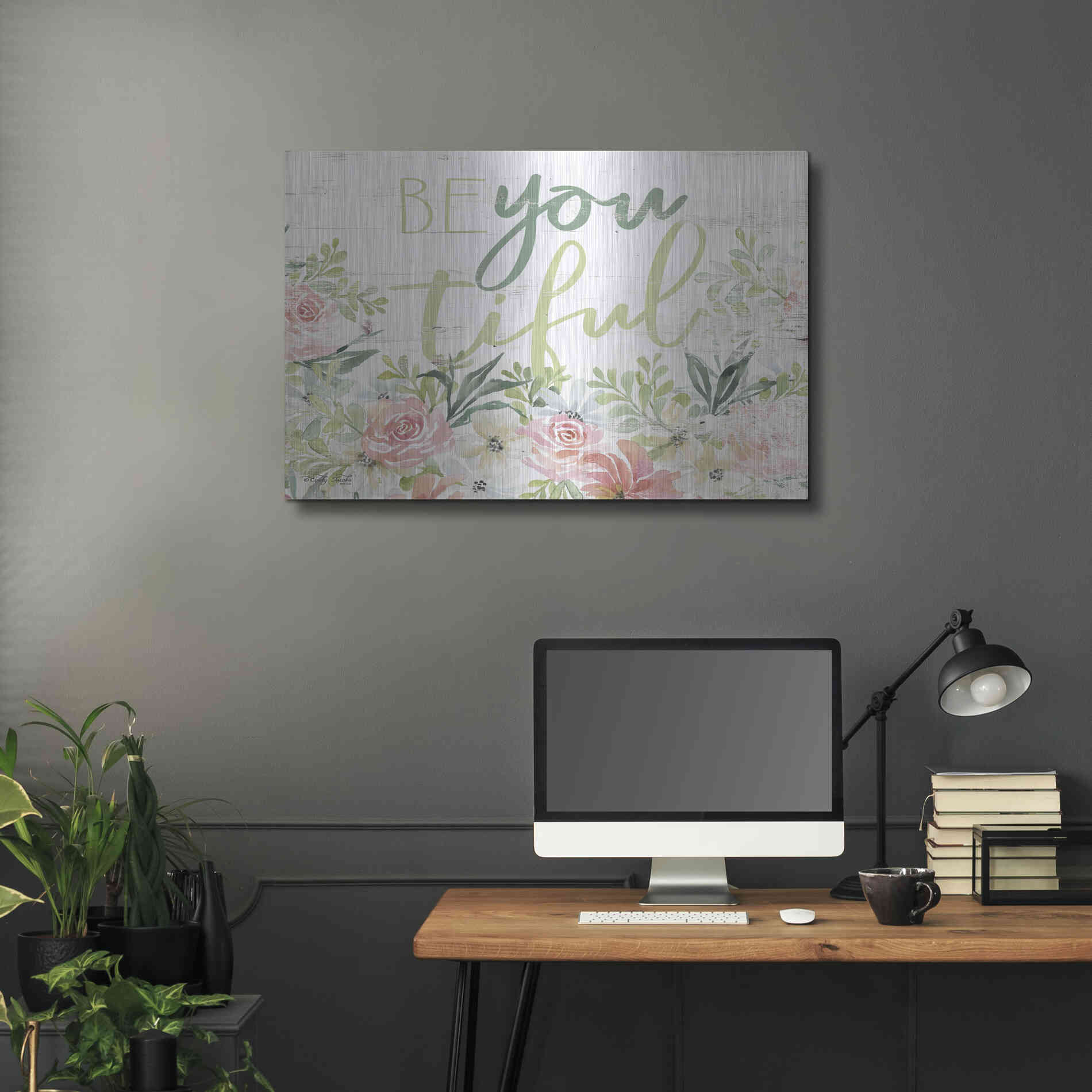 Luxe Metal Art 'Floral Be You Tiful' by Cindy Jacobs, Metal Wall Art,36x24