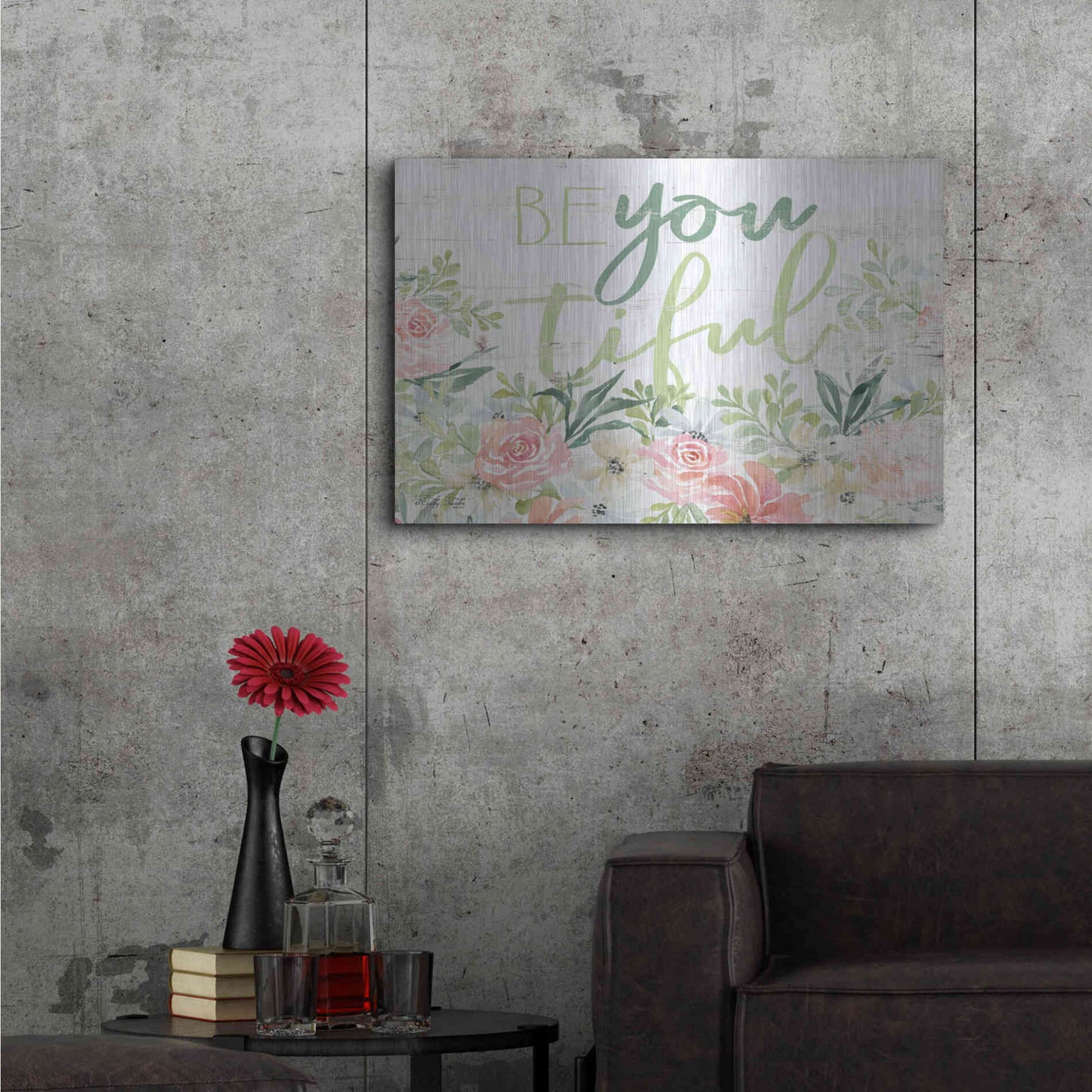 Luxe Metal Art 'Floral Be You Tiful' by Cindy Jacobs, Metal Wall Art,36x24