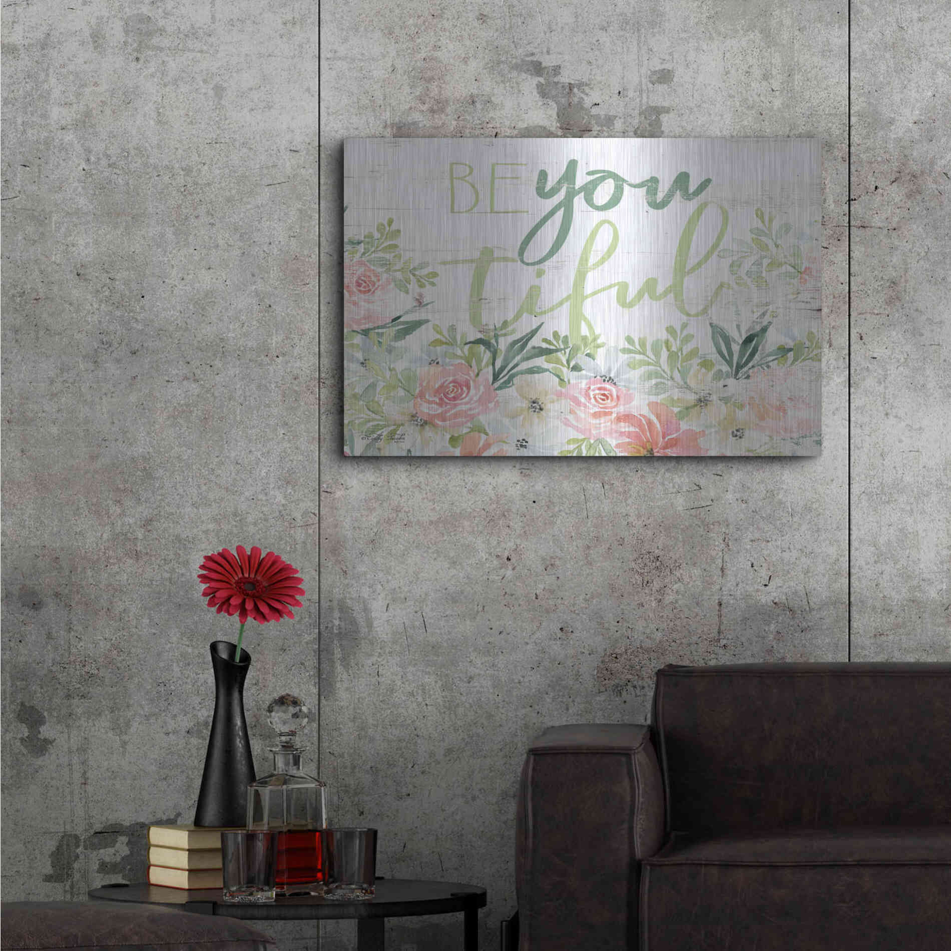 Luxe Metal Art 'Floral Be You Tiful' by Cindy Jacobs, Metal Wall Art,36x24