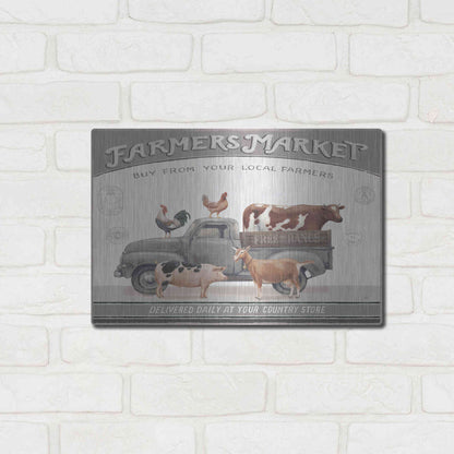 Luxe Metal Art 'Vintage Farm I v2' by Daphne Brissonet, Metal Wall Art,16x12