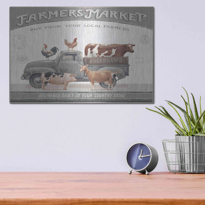 Luxe Metal Art 'Vintage Farm I v2' by Daphne Brissonet, Metal Wall Art,16x12