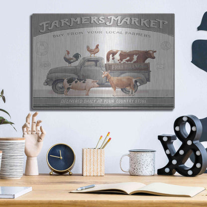Luxe Metal Art 'Vintage Farm I v2' by Daphne Brissonet, Metal Wall Art,16x12