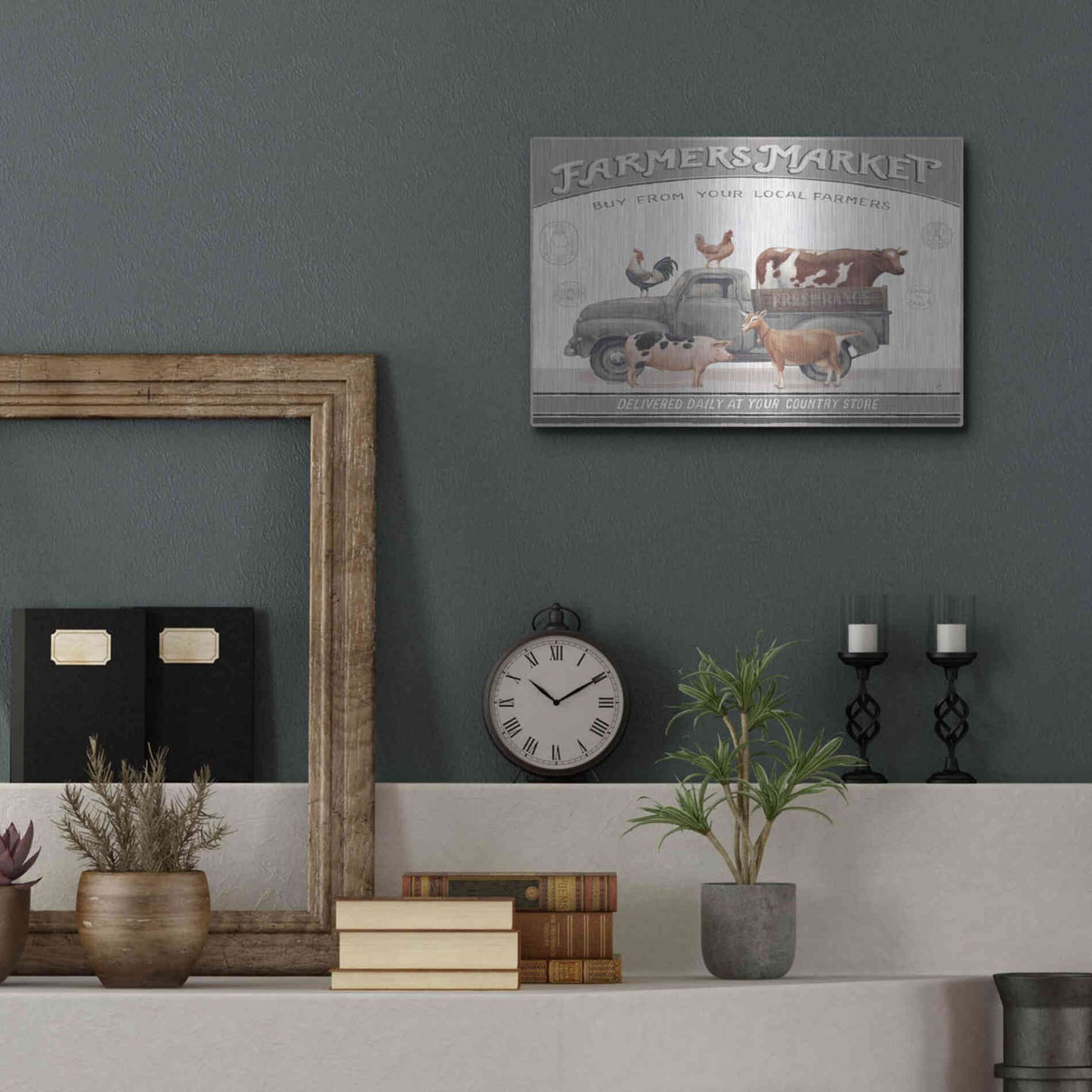 Luxe Metal Art 'Vintage Farm I v2' by Daphne Brissonet, Metal Wall Art,16x12
