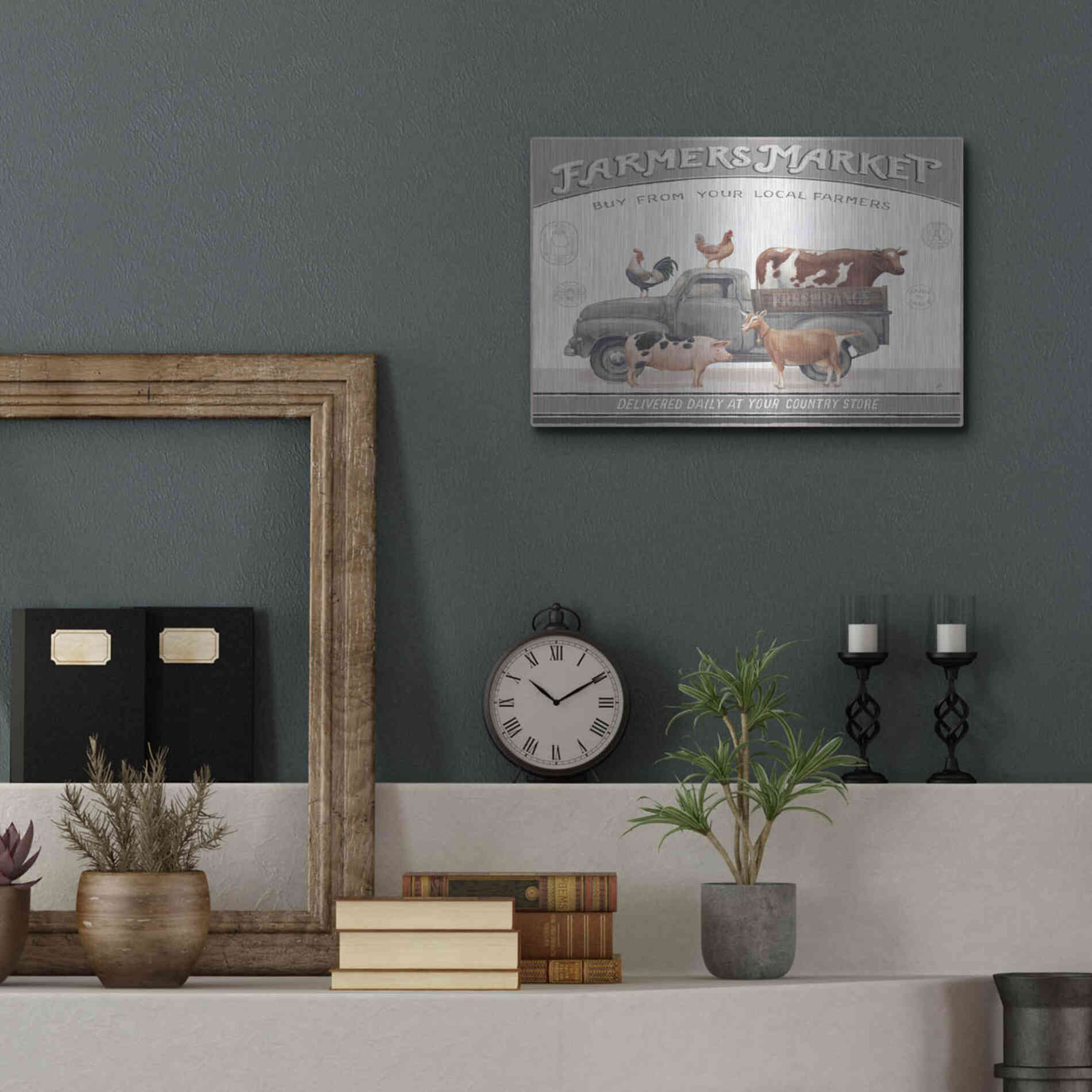 Luxe Metal Art 'Vintage Farm I v2' by Daphne Brissonet, Metal Wall Art,16x12