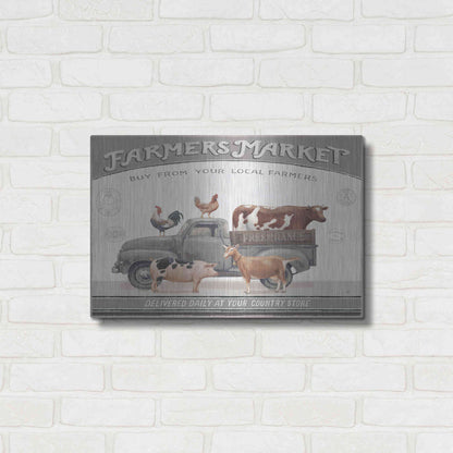 Luxe Metal Art 'Vintage Farm I v2' by Daphne Brissonet, Metal Wall Art,24x16