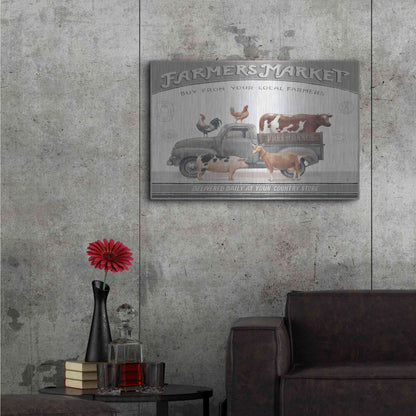 Luxe Metal Art 'Vintage Farm I v2' by Daphne Brissonet, Metal Wall Art,36x24
