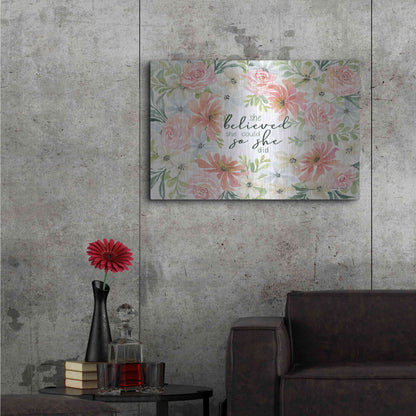 Luxe Metal Art 'Floral She Believed' by Cindy Jacobs, Metal Wall Art,36x24