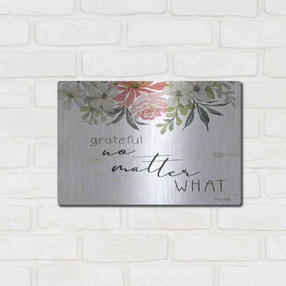 Luxe Metal Art 'Grateful No Matter What' by Cindy Jacobs, Metal Wall Art,16x12