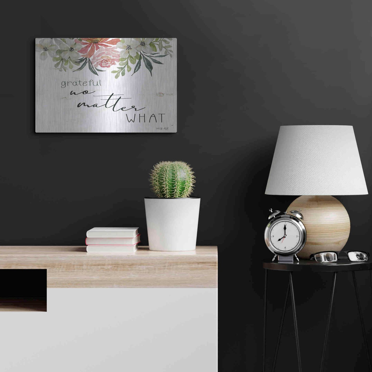 Luxe Metal Art 'Grateful No Matter What' by Cindy Jacobs, Metal Wall Art,24x16