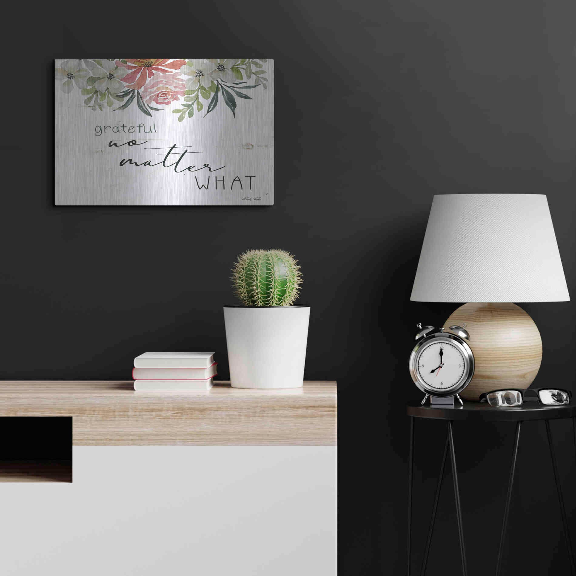 Luxe Metal Art 'Grateful No Matter What' by Cindy Jacobs, Metal Wall Art,24x16