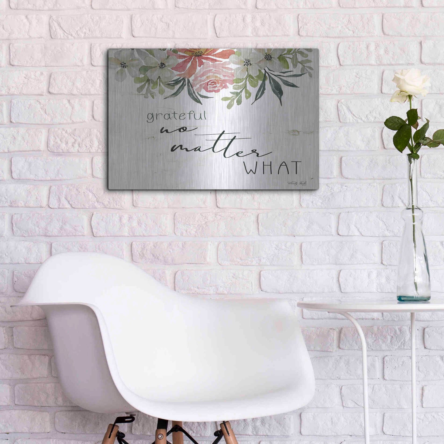 Luxe Metal Art 'Grateful No Matter What' by Cindy Jacobs, Metal Wall Art,24x16