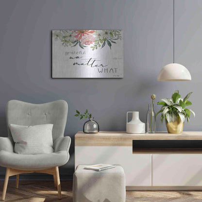 Luxe Metal Art 'Grateful No Matter What' by Cindy Jacobs, Metal Wall Art,24x16