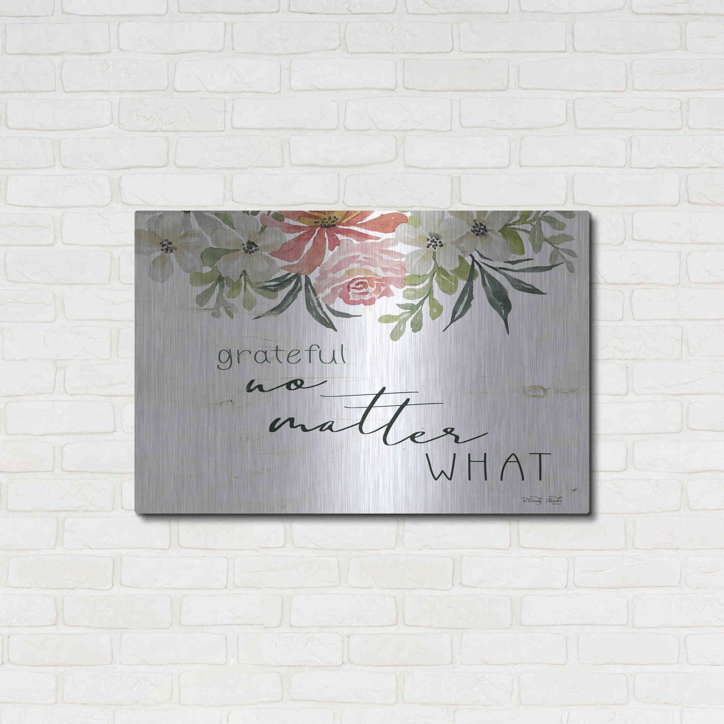 Luxe Metal Art 'Grateful No Matter What' by Cindy Jacobs, Metal Wall Art,36x24