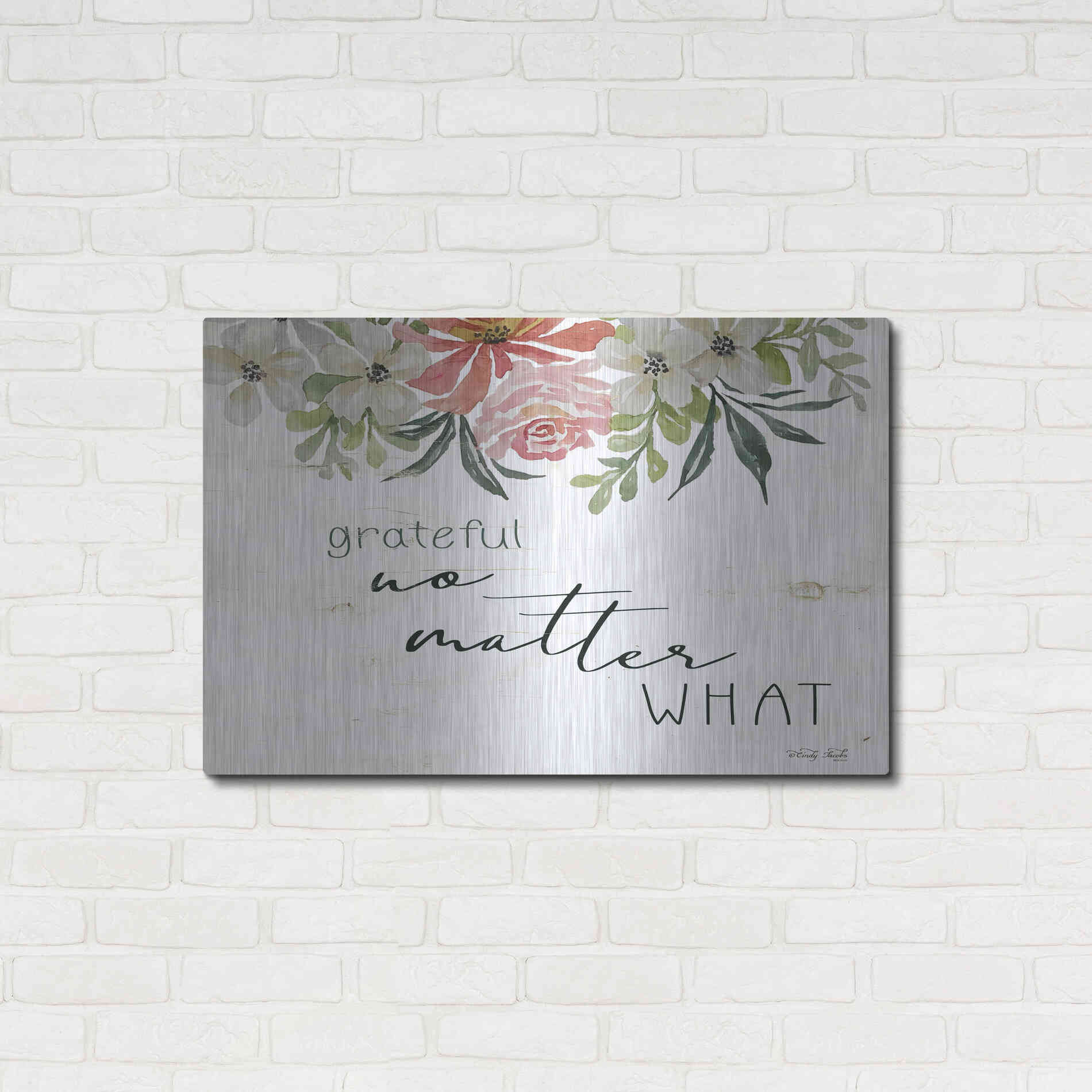 Luxe Metal Art 'Grateful No Matter What' by Cindy Jacobs, Metal Wall Art,36x24