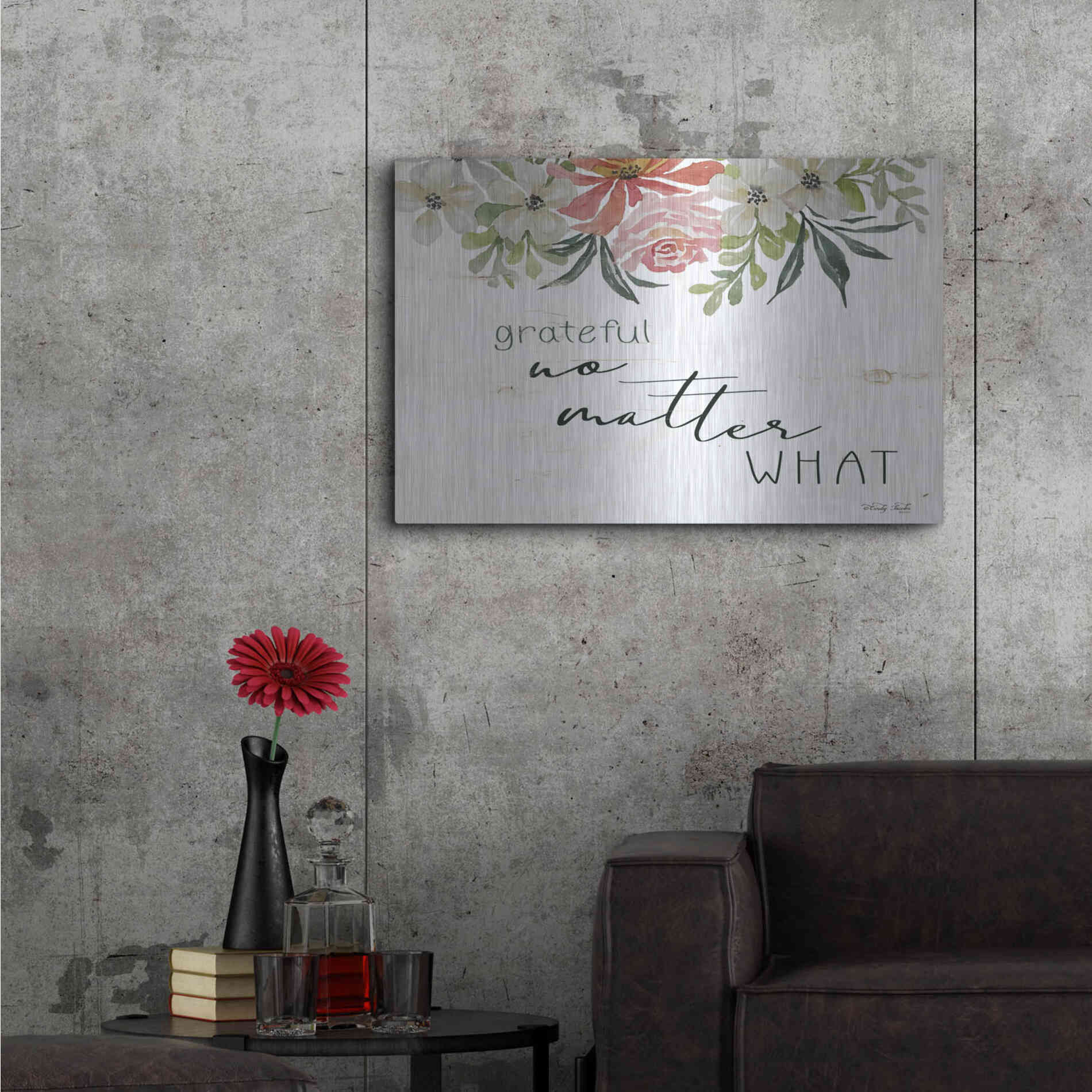 Luxe Metal Art 'Grateful No Matter What' by Cindy Jacobs, Metal Wall Art,36x24