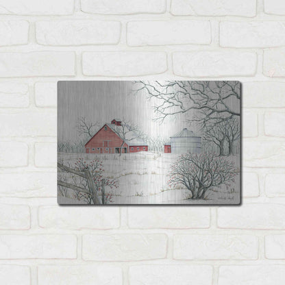 Luxe Metal Art 'Winter Barn' by Cindy Jacobs, Metal Wall Art,16x12