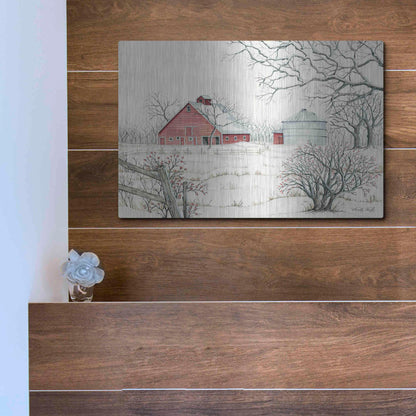 Luxe Metal Art 'Winter Barn' by Cindy Jacobs, Metal Wall Art,16x12