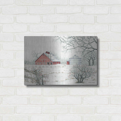 Luxe Metal Art 'Winter Barn' by Cindy Jacobs, Metal Wall Art,24x16