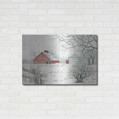 Luxe Metal Art 'Winter Barn' by Cindy Jacobs, Metal Wall Art,36x24