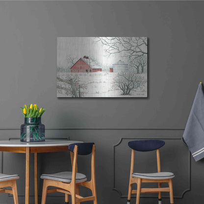 Luxe Metal Art 'Winter Barn' by Cindy Jacobs, Metal Wall Art,36x24