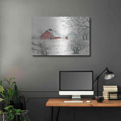 Luxe Metal Art 'Winter Barn' by Cindy Jacobs, Metal Wall Art,36x24