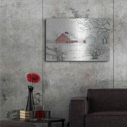Luxe Metal Art 'Winter Barn' by Cindy Jacobs, Metal Wall Art,36x24