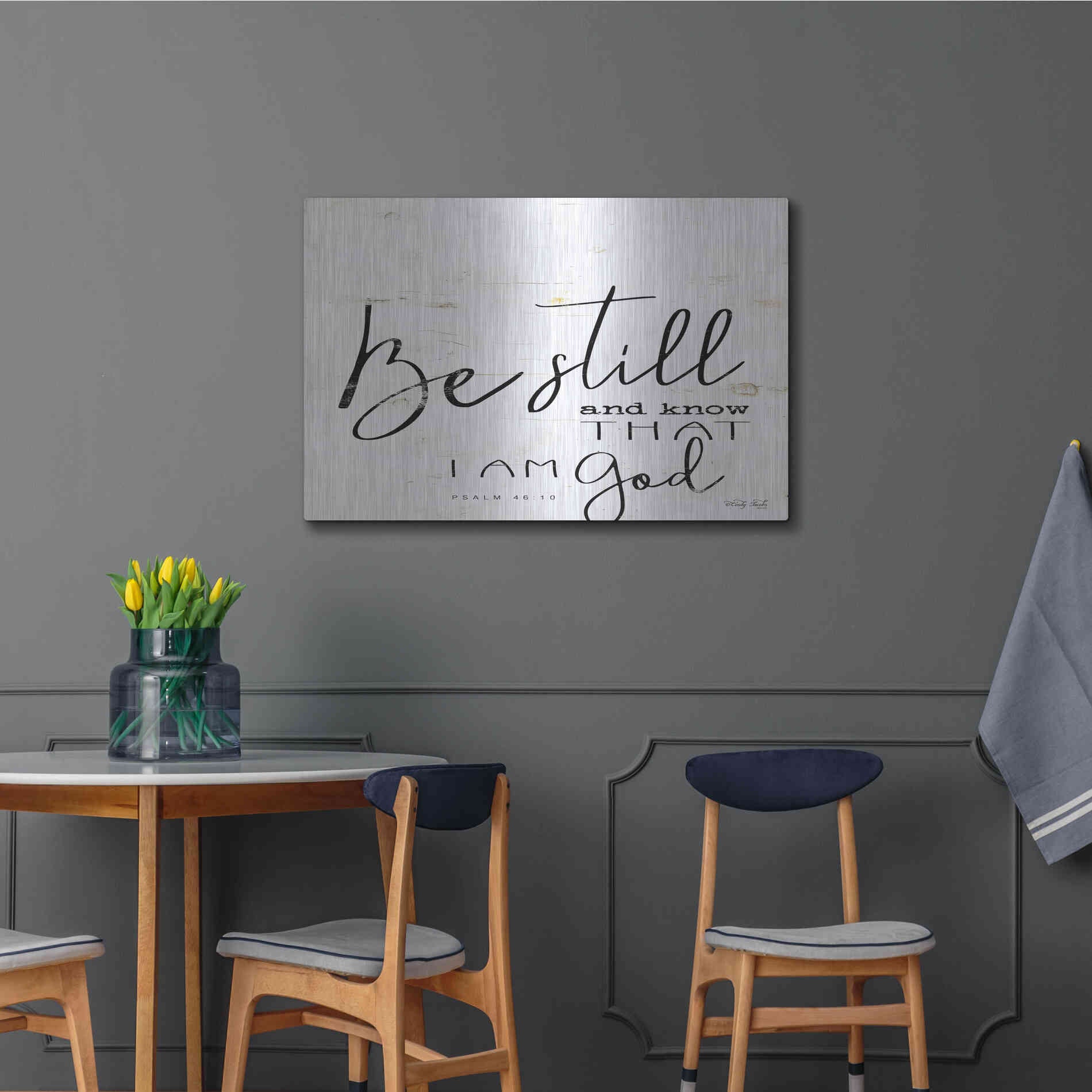 Luxe Metal Art 'Be Still and Know That I Am God' by Cindy Jacobs, Metal Wall Art,36x24