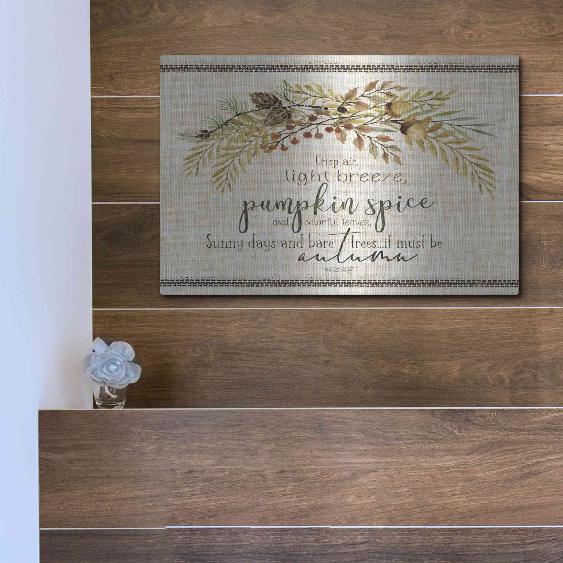 Luxe Metal Art 'It Must be Autumn' by Cindy Jacobs, Metal Wall Art,16x12