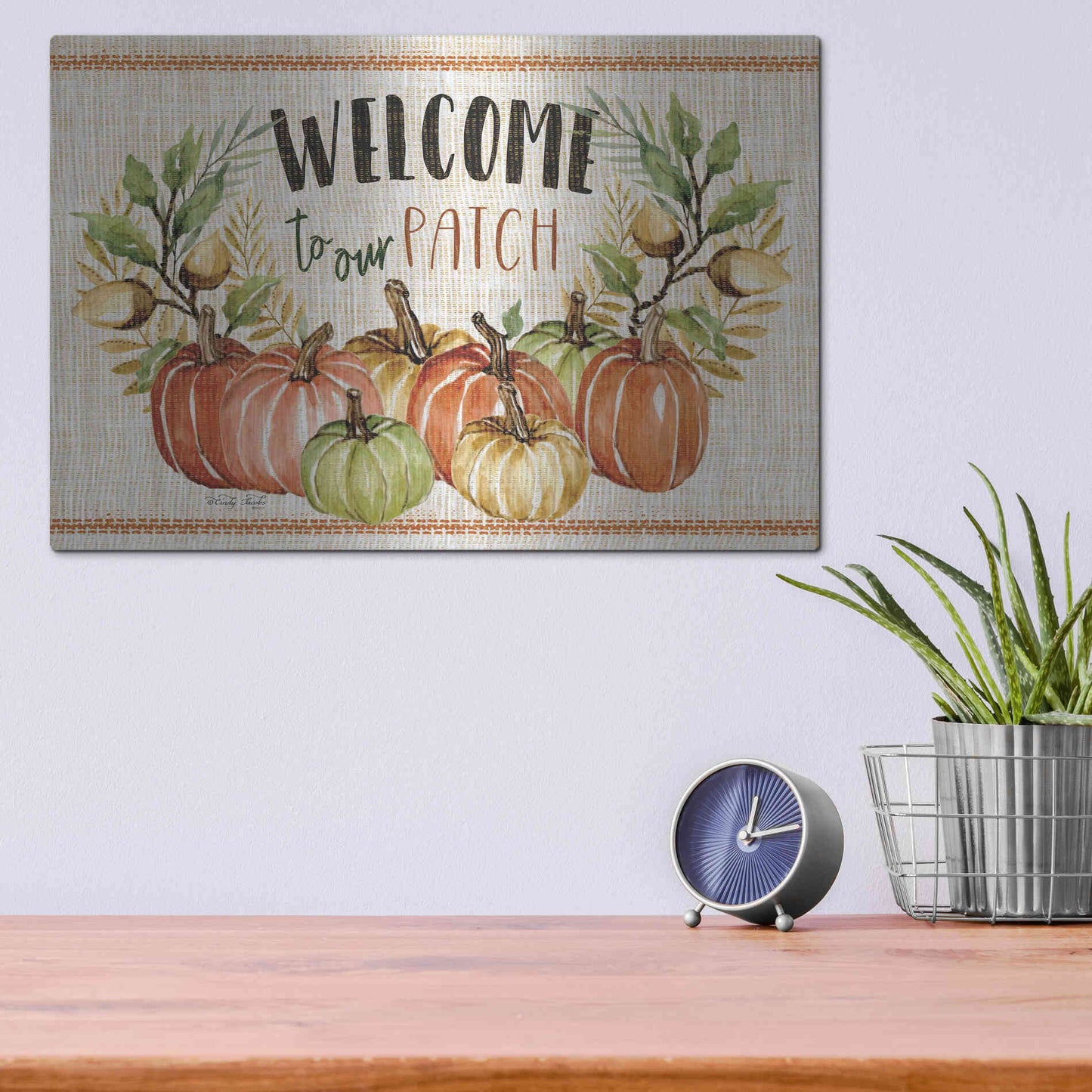 Luxe Metal Art 'Welcome to Our Patch' by Cindy Jacobs, Metal Wall Art,16x12