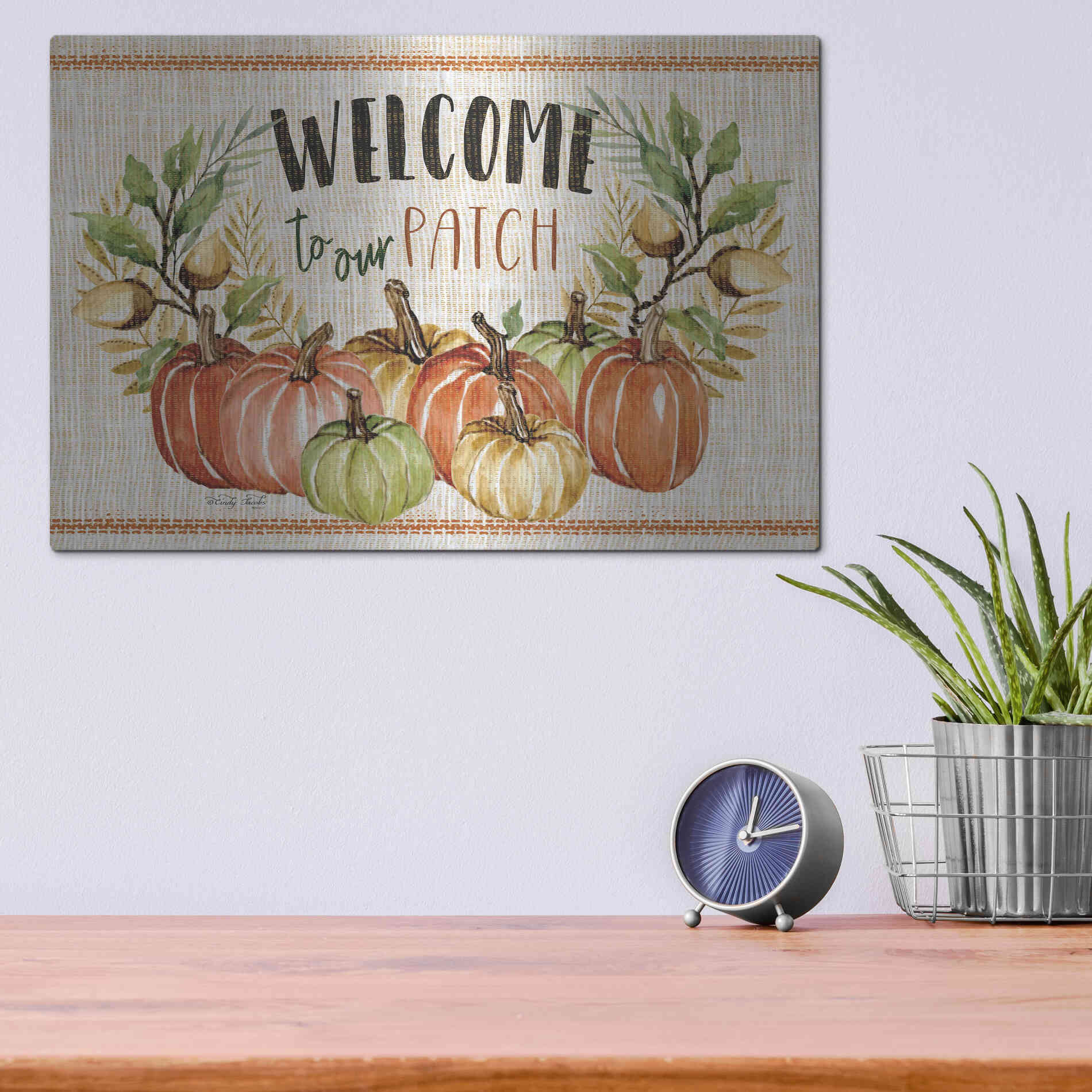 Luxe Metal Art 'Welcome to Our Patch' by Cindy Jacobs, Metal Wall Art,16x12