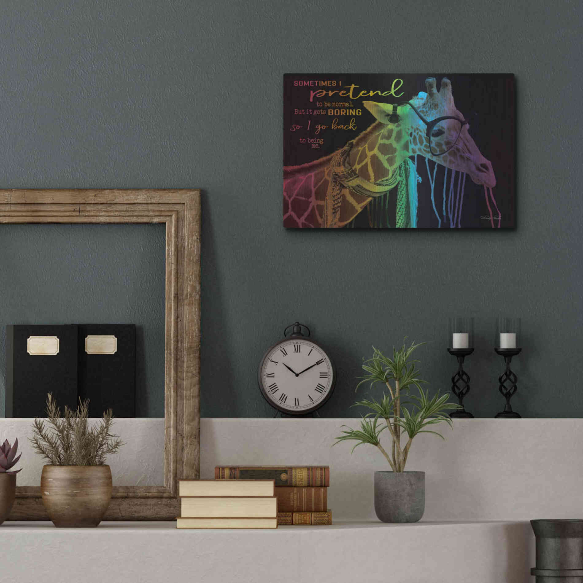 Luxe Metal Art 'Sometimes I Pretend' by Cindy Jacobs, Metal Wall Art,16x12