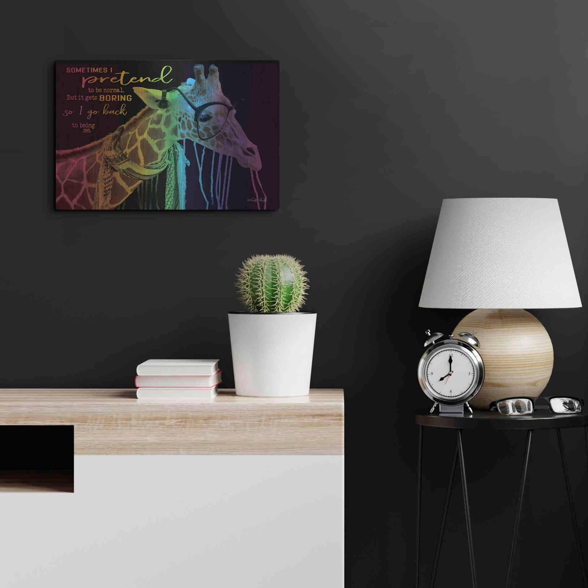Luxe Metal Art 'Sometimes I Pretend' by Cindy Jacobs, Metal Wall Art,24x16