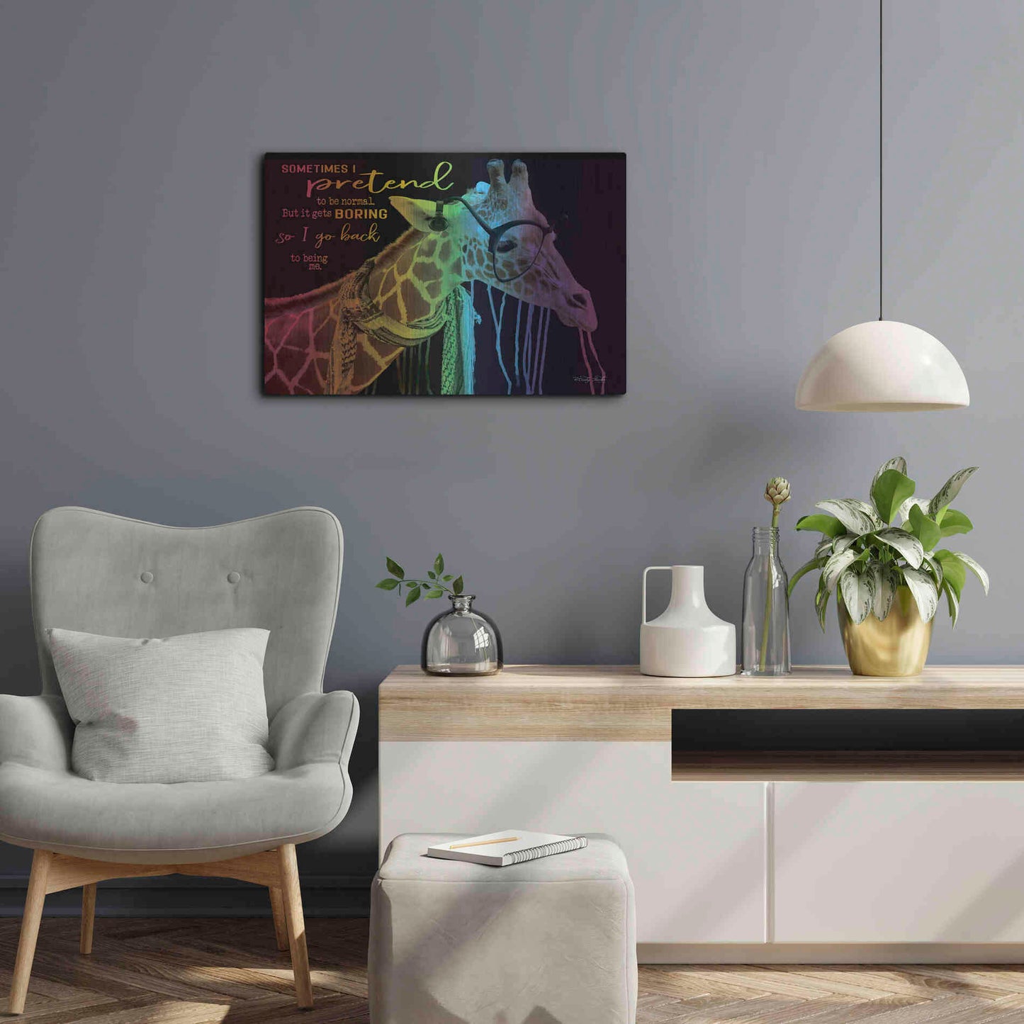 Luxe Metal Art 'Sometimes I Pretend' by Cindy Jacobs, Metal Wall Art,24x16
