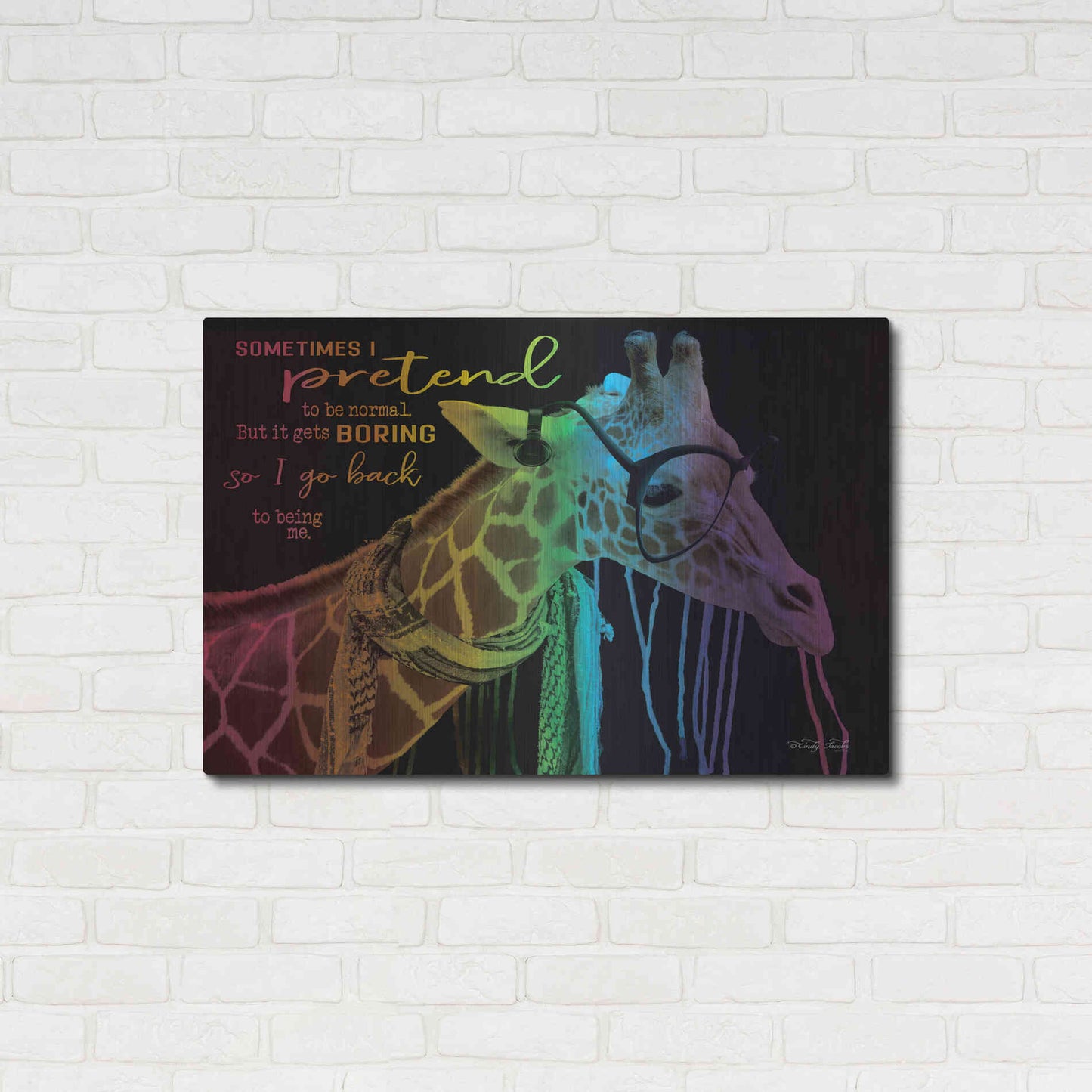 Luxe Metal Art 'Sometimes I Pretend' by Cindy Jacobs, Metal Wall Art,36x24
