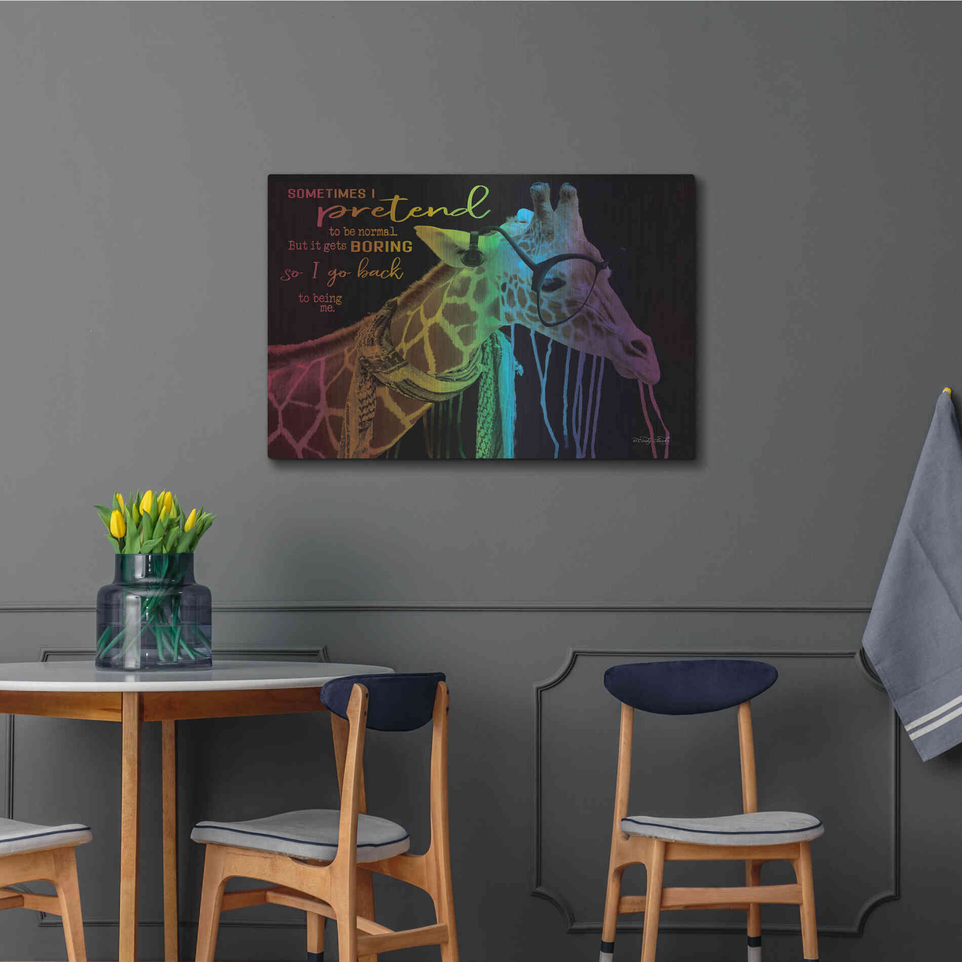 Luxe Metal Art 'Sometimes I Pretend' by Cindy Jacobs, Metal Wall Art,36x24