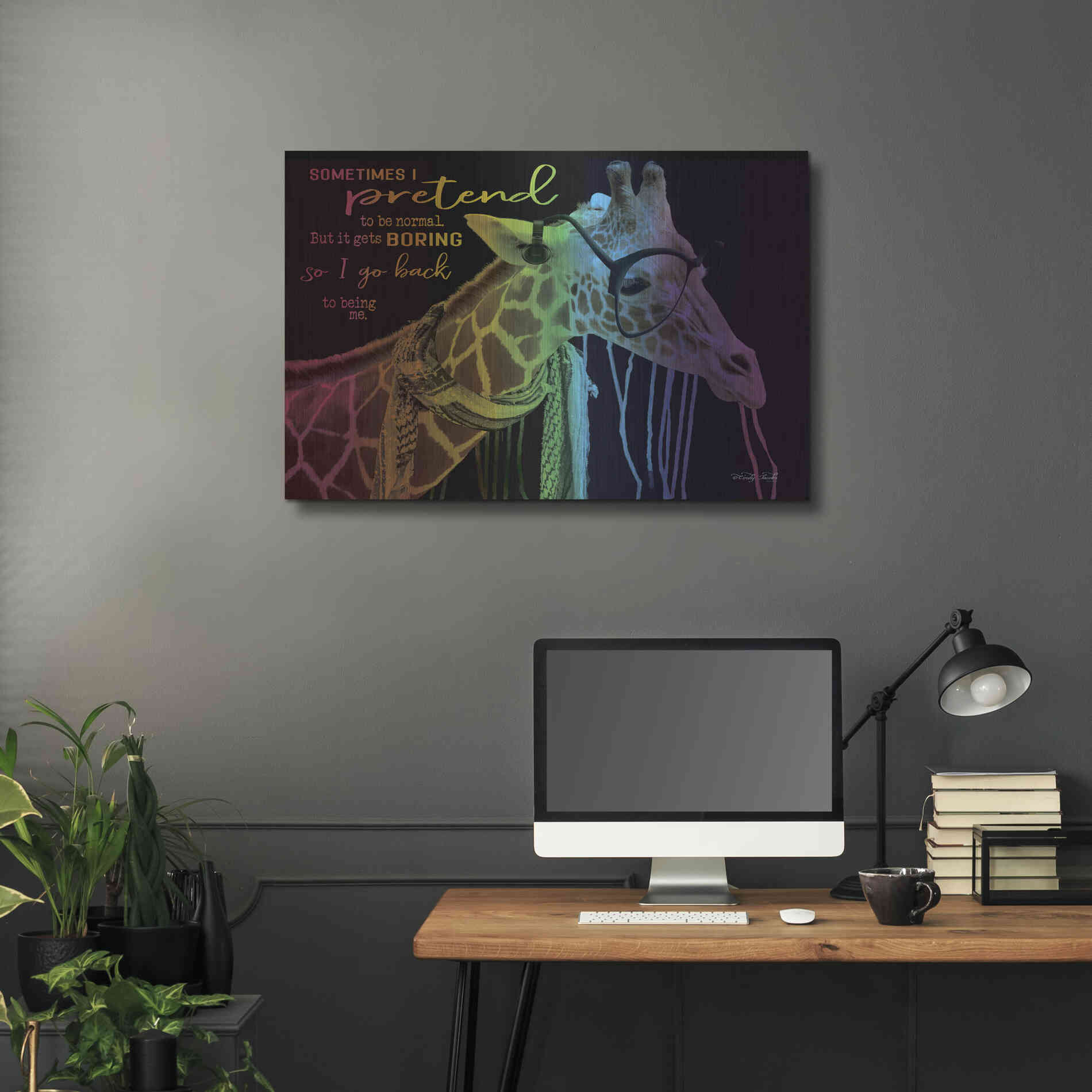 Luxe Metal Art 'Sometimes I Pretend' by Cindy Jacobs, Metal Wall Art,36x24
