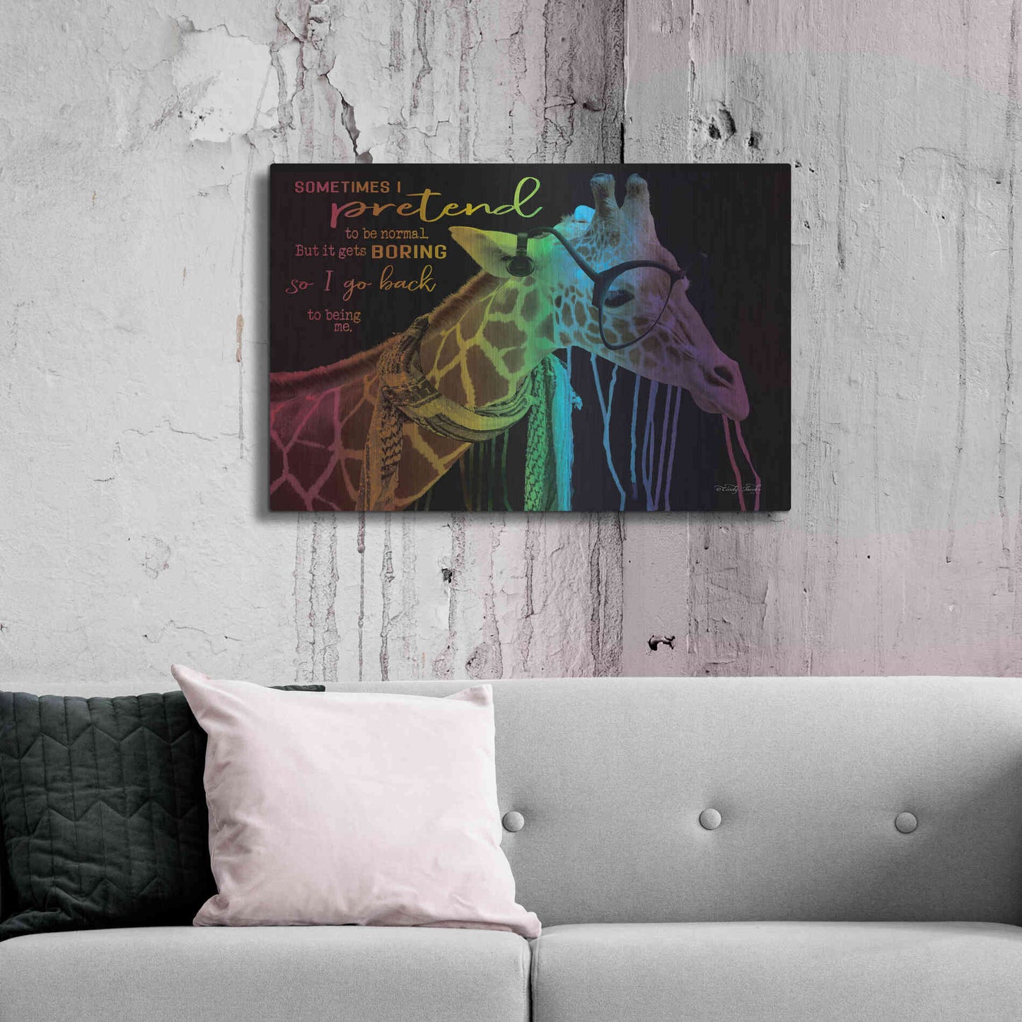 Luxe Metal Art 'Sometimes I Pretend' by Cindy Jacobs, Metal Wall Art,36x24