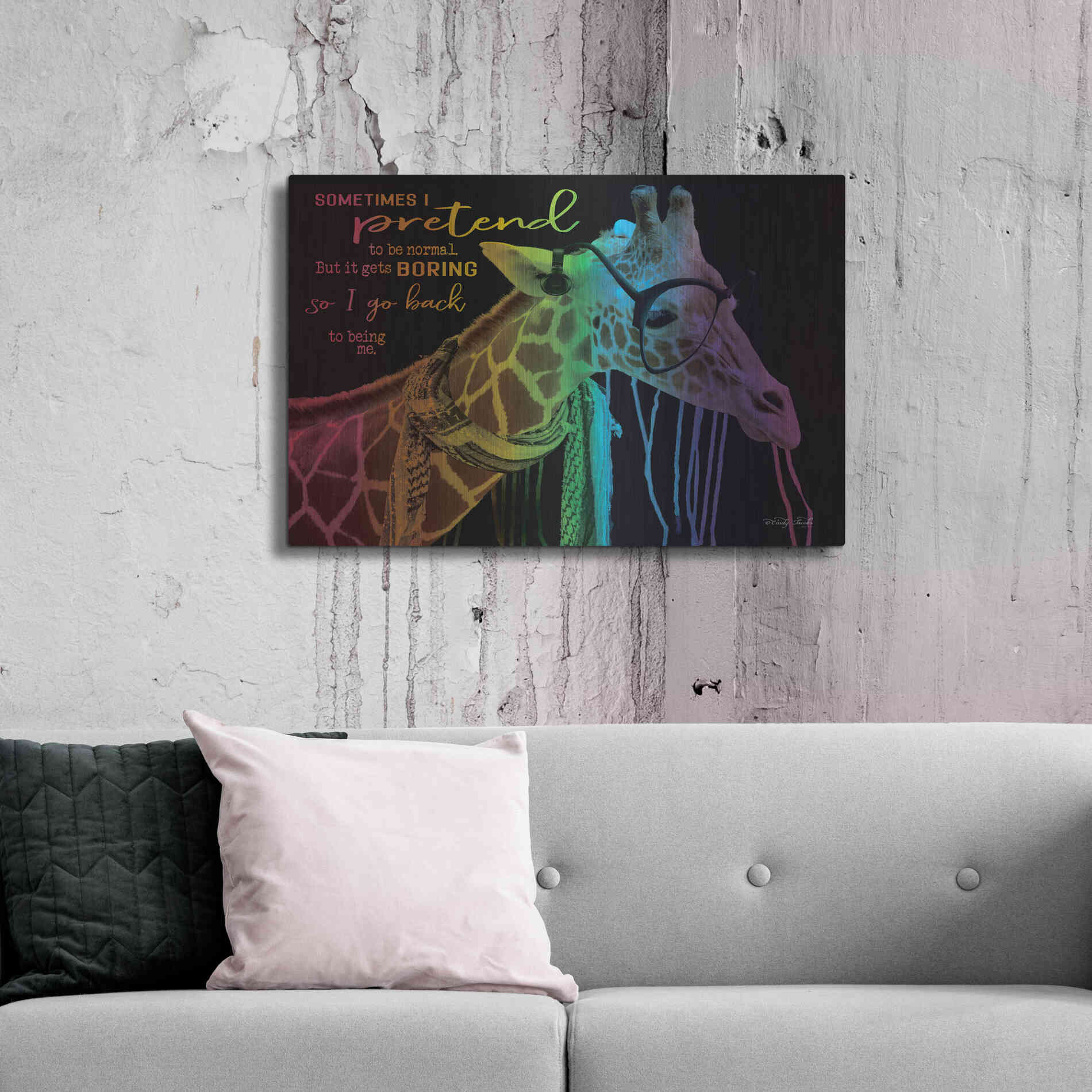 Luxe Metal Art 'Sometimes I Pretend' by Cindy Jacobs, Metal Wall Art,36x24