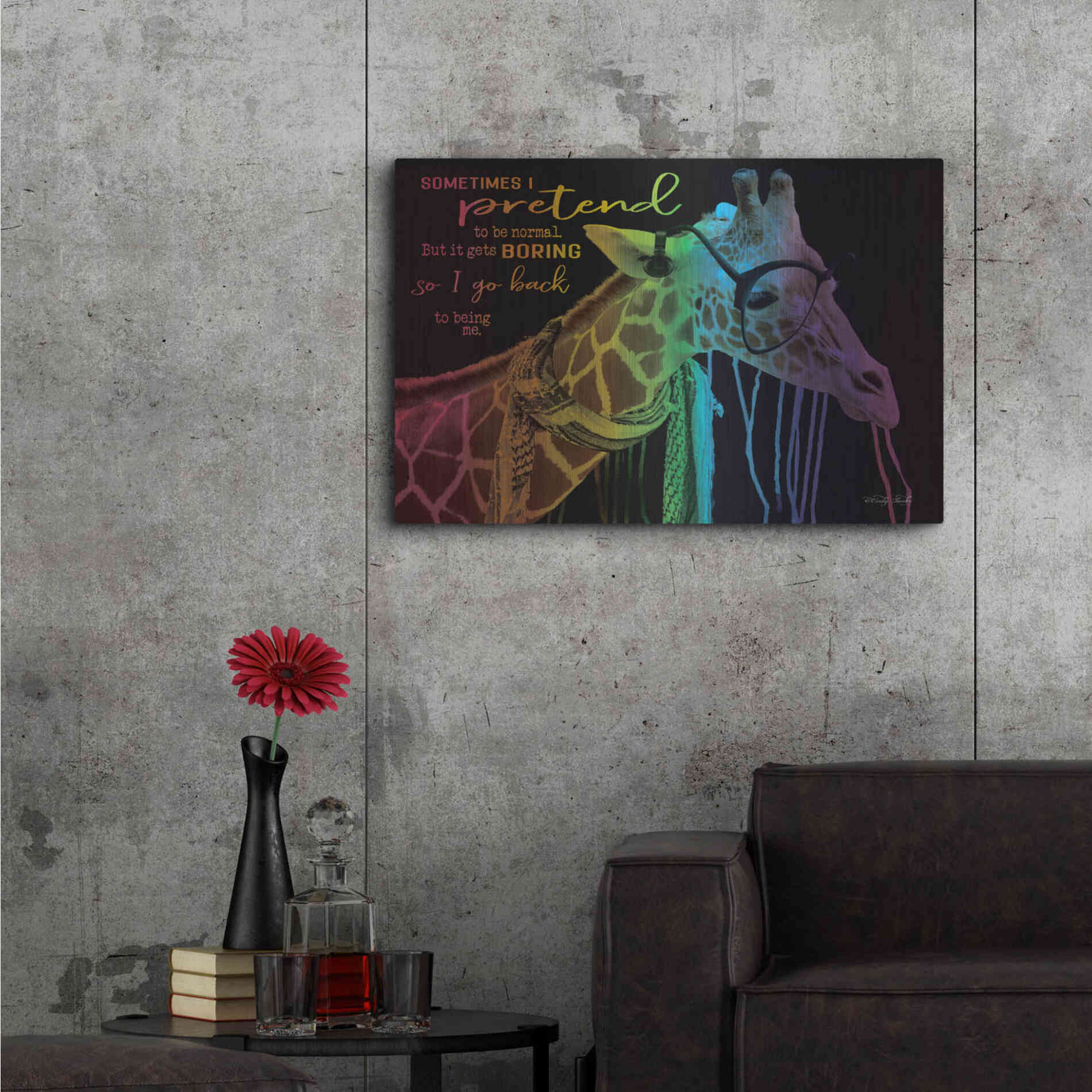 Luxe Metal Art 'Sometimes I Pretend' by Cindy Jacobs, Metal Wall Art,36x24