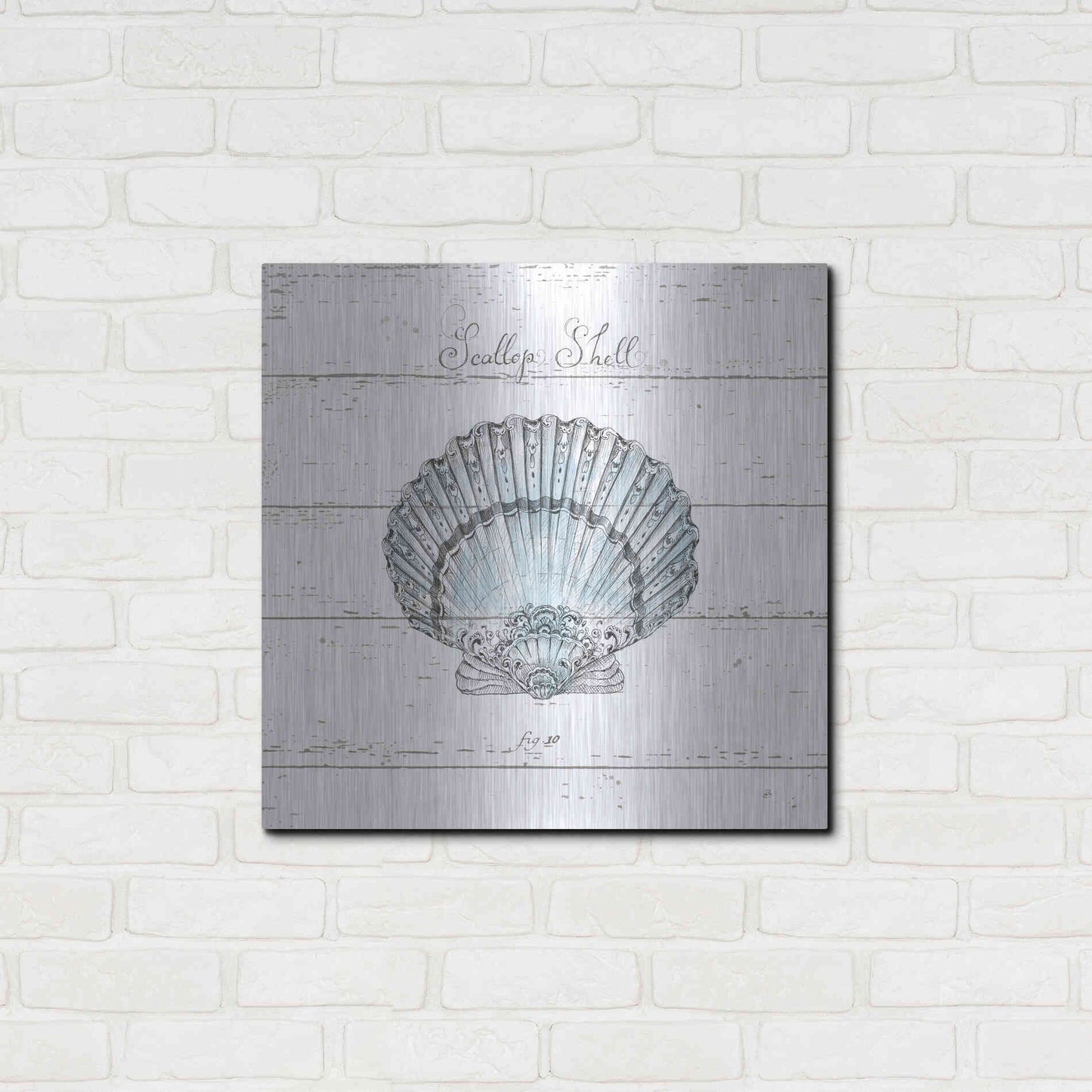 Luxe Metal Art 'Aqua Underwater Life VIII Shiplap' by Daphne Brissonet, Metal Wall Art,24x24