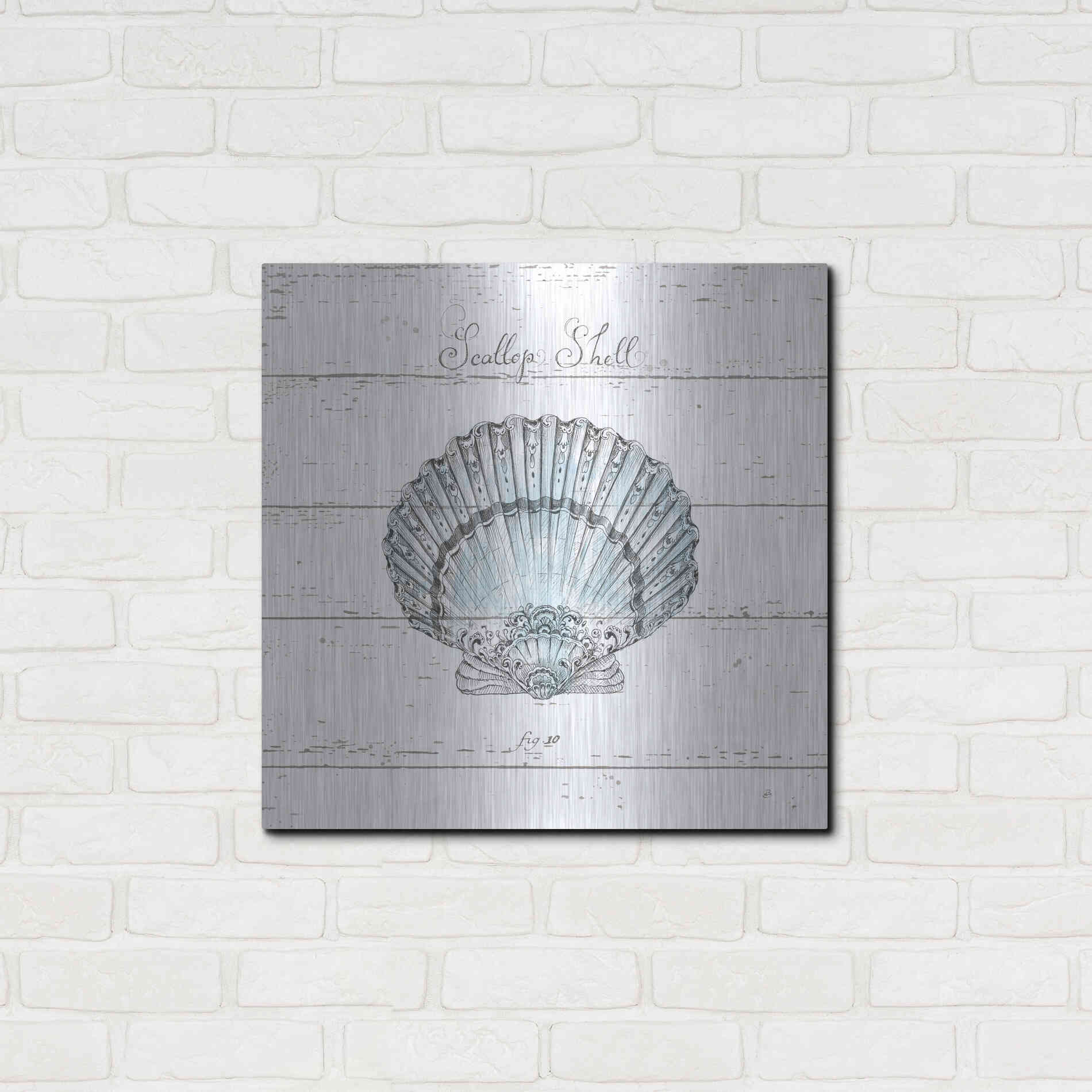 Luxe Metal Art 'Aqua Underwater Life VIII Shiplap' by Daphne Brissonet, Metal Wall Art,24x24